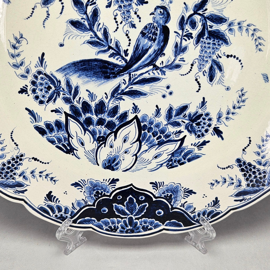 Delfts Blue-and-White Bird and Floral Wall Plate, product view 6