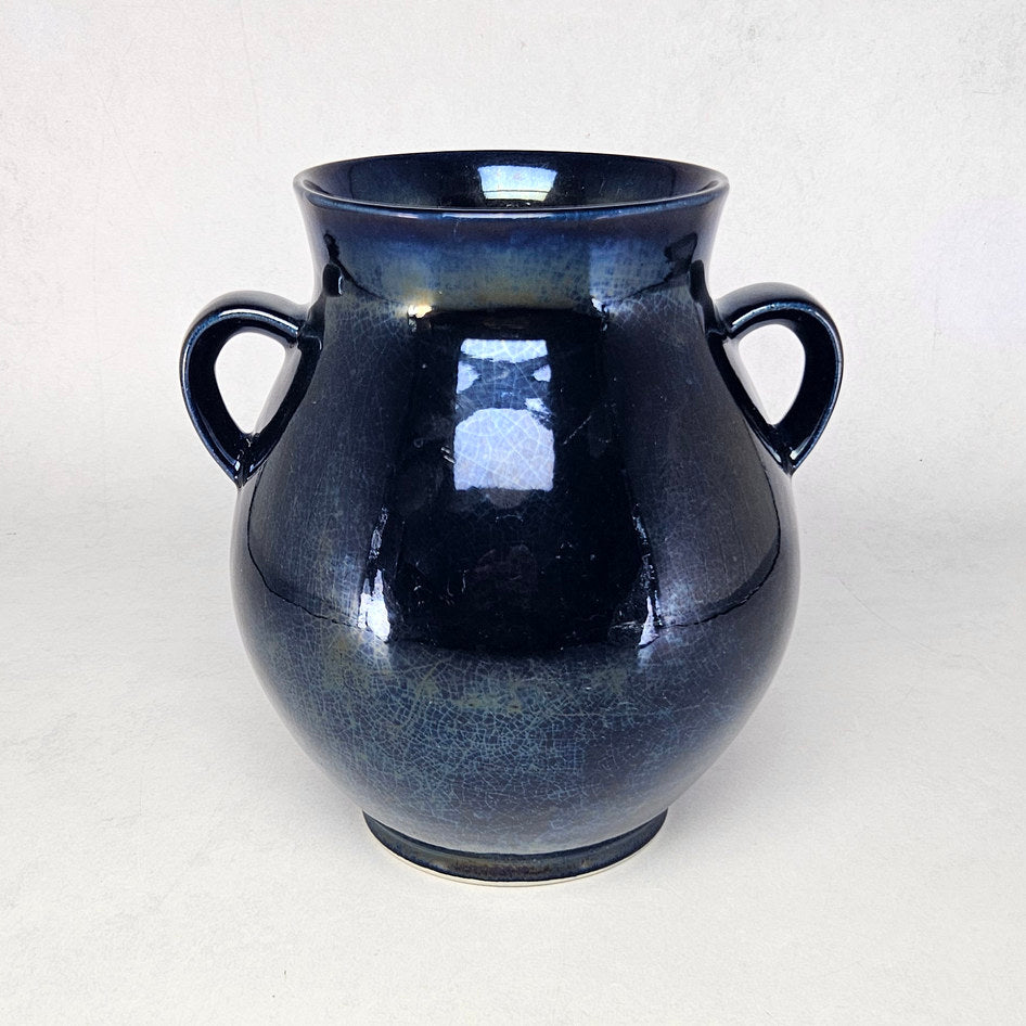 Drostdy 61 Blue Glazed Double-Handled Ceramic Vase, view 1