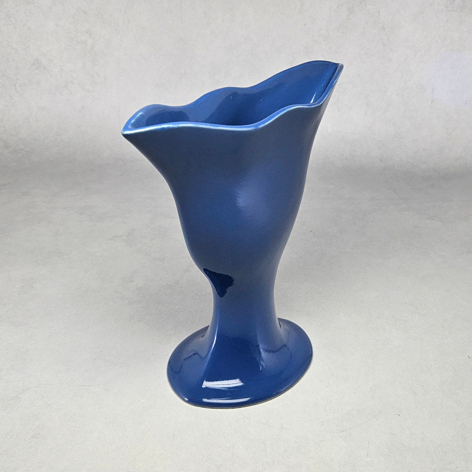 Drostdy Ware Blue Flared Pedestal Ceramic Vase, view 2