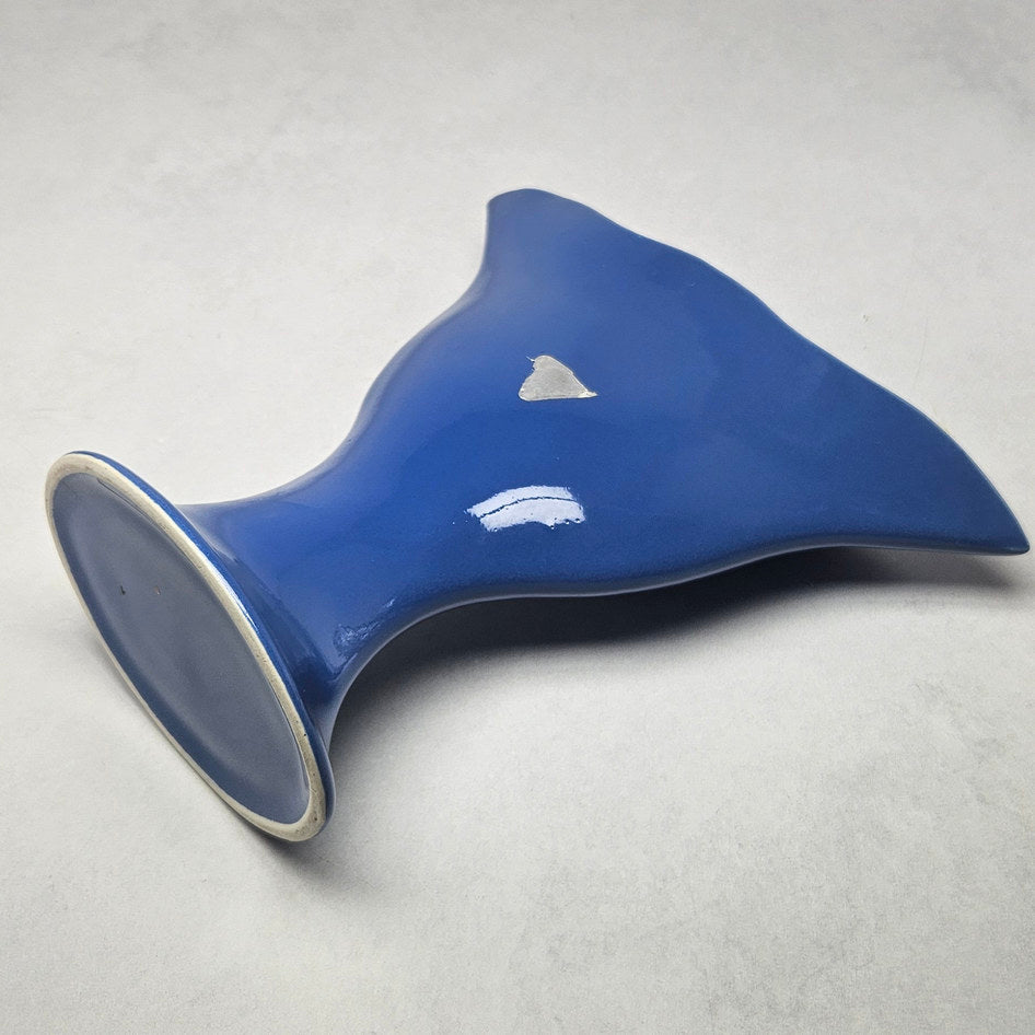 Drostdy Ware Blue Flared Pedestal Ceramic Vase, view 5
