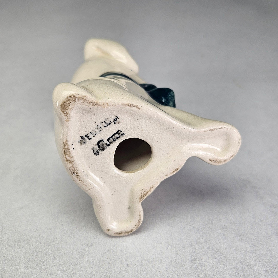 Drostdy Ware Cream Dog with Teal Bow