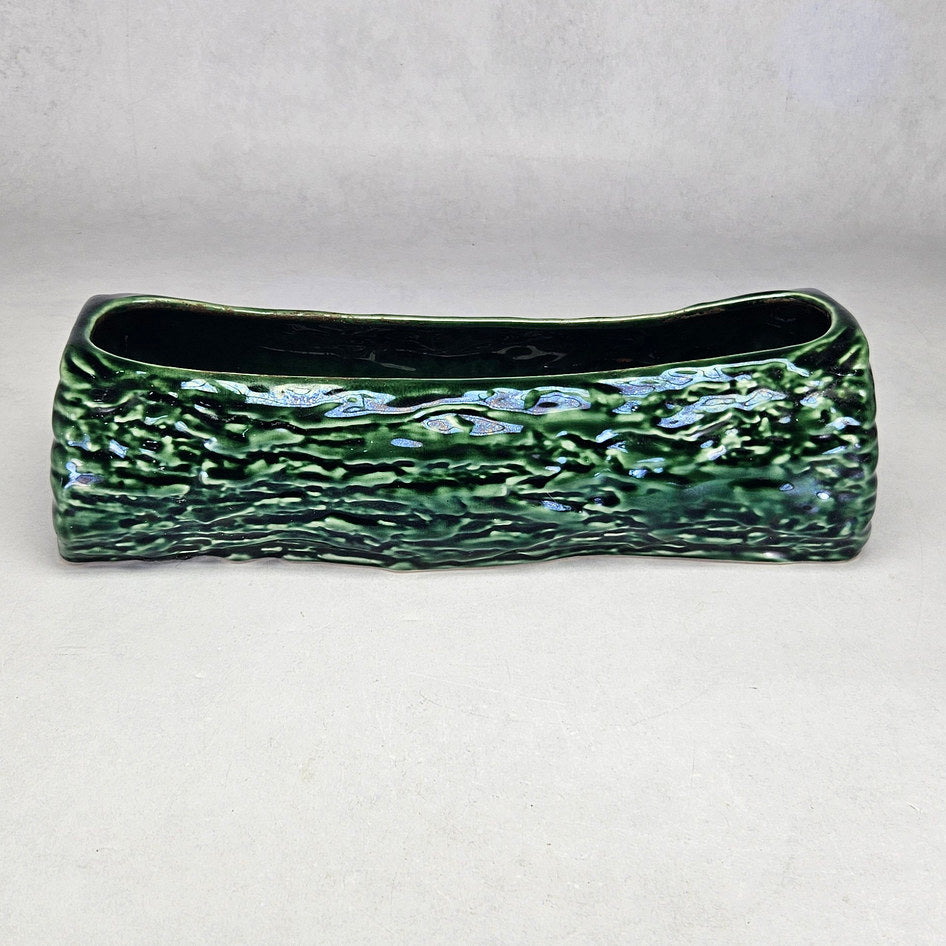 Drostdy Ware green log planter with deeply moulded bark
