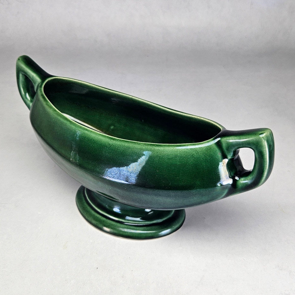 Drostdy Ware green pedestal planter showing moulded horizontal band