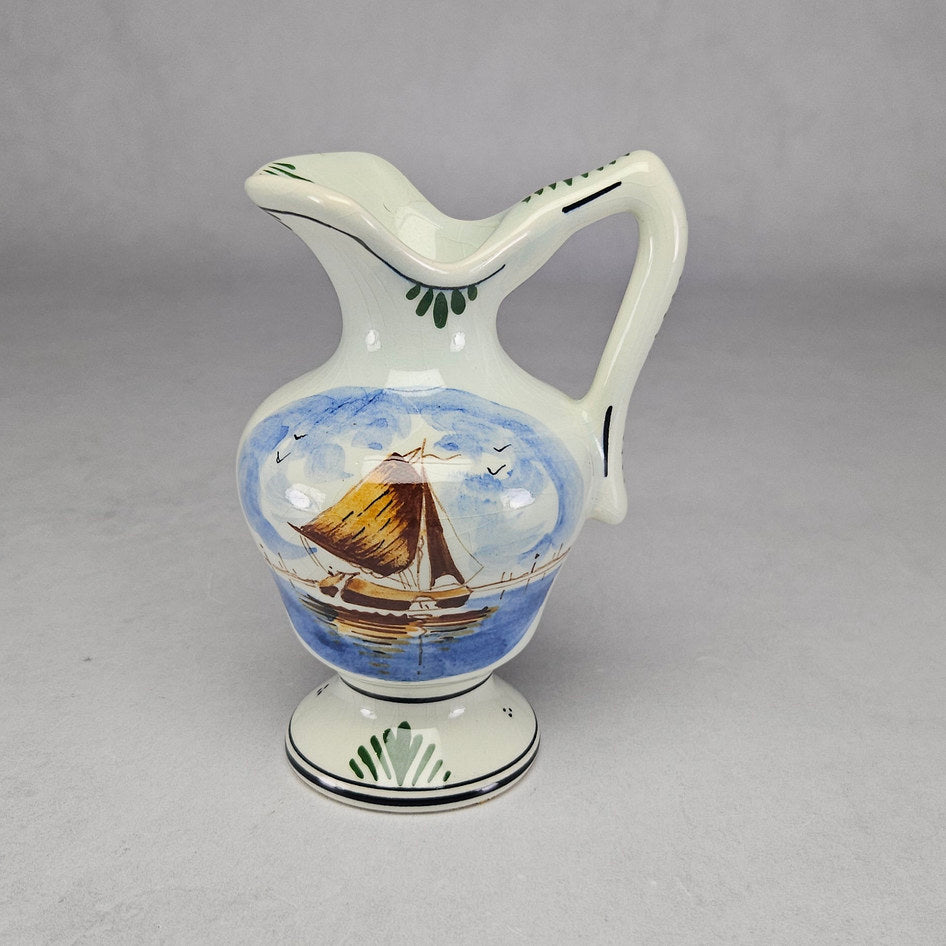 Dutch Delft-Style Coloured Holland Ceramic Sailing Boat Jug