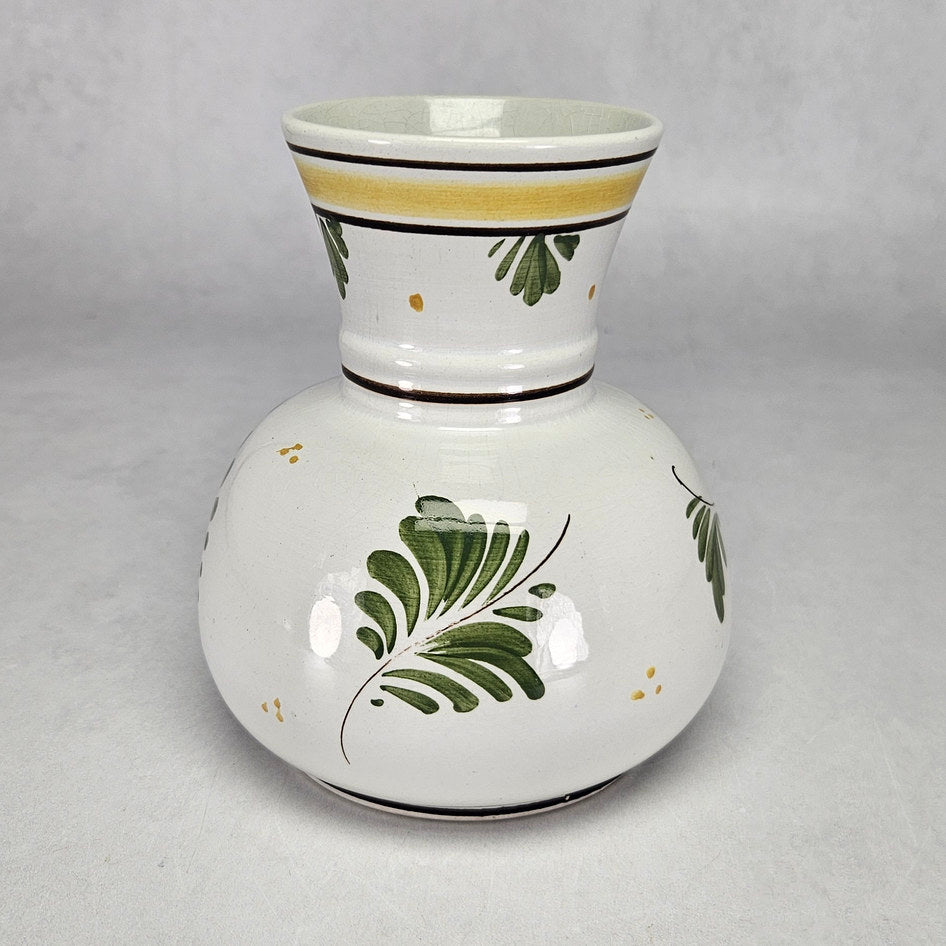 Dutch polychrome floral vase reverse showing green foliage on cream glaze