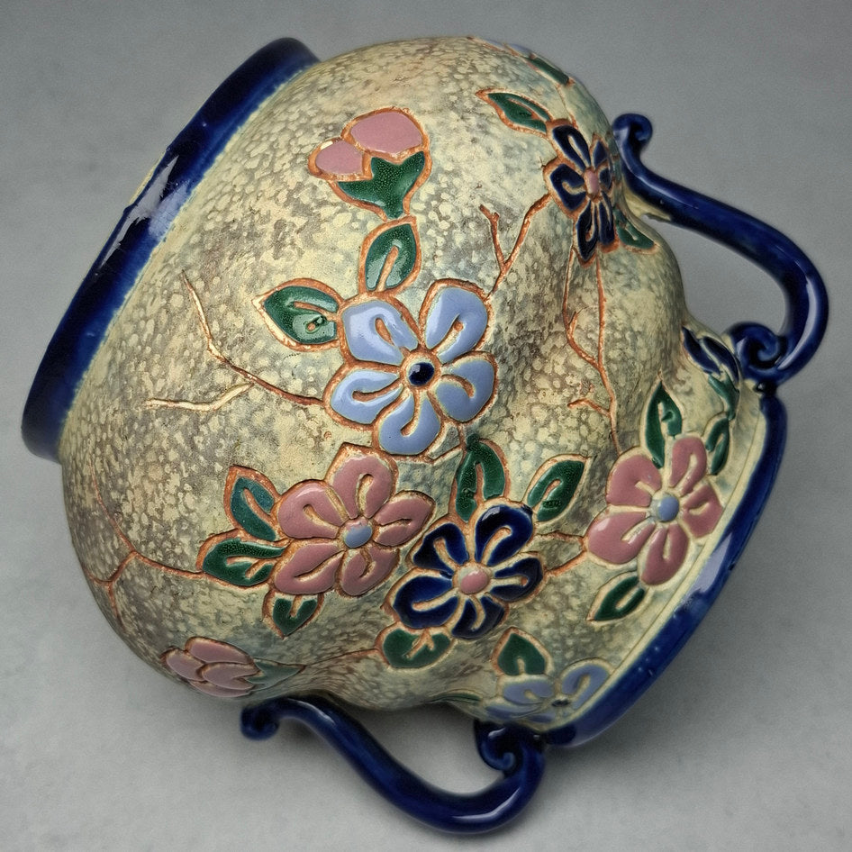 Early 1900s Amphora Pottery Floral Double-Handled Vase