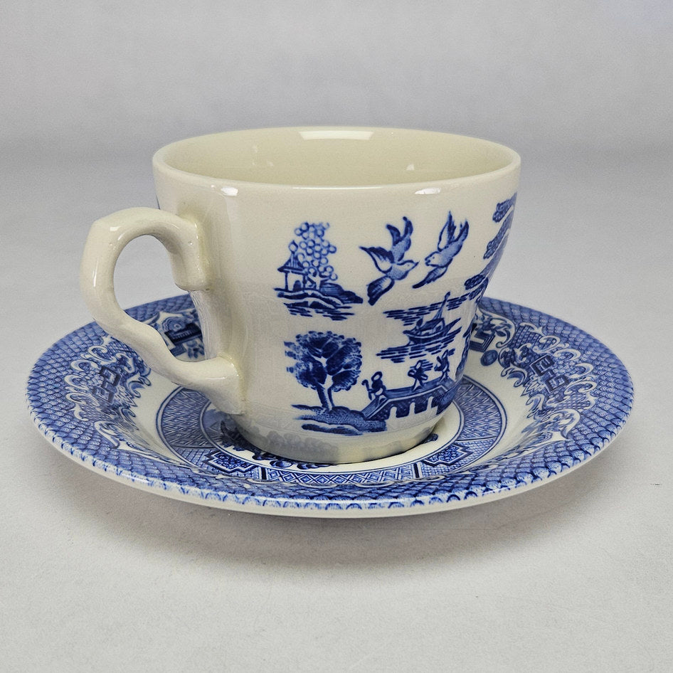 EIT England Blue Willow Ceramic Tea Cup and Saucer