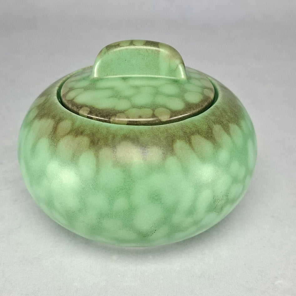Elsterwerda Art Deco Mottled Ombré Green Lidded Sugar Bowl M65