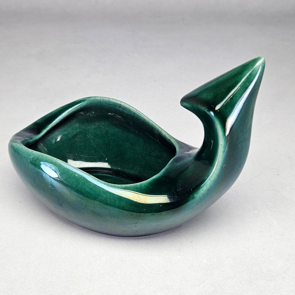 Flora-Ann green abstract planter showing opposite sculptural side profile