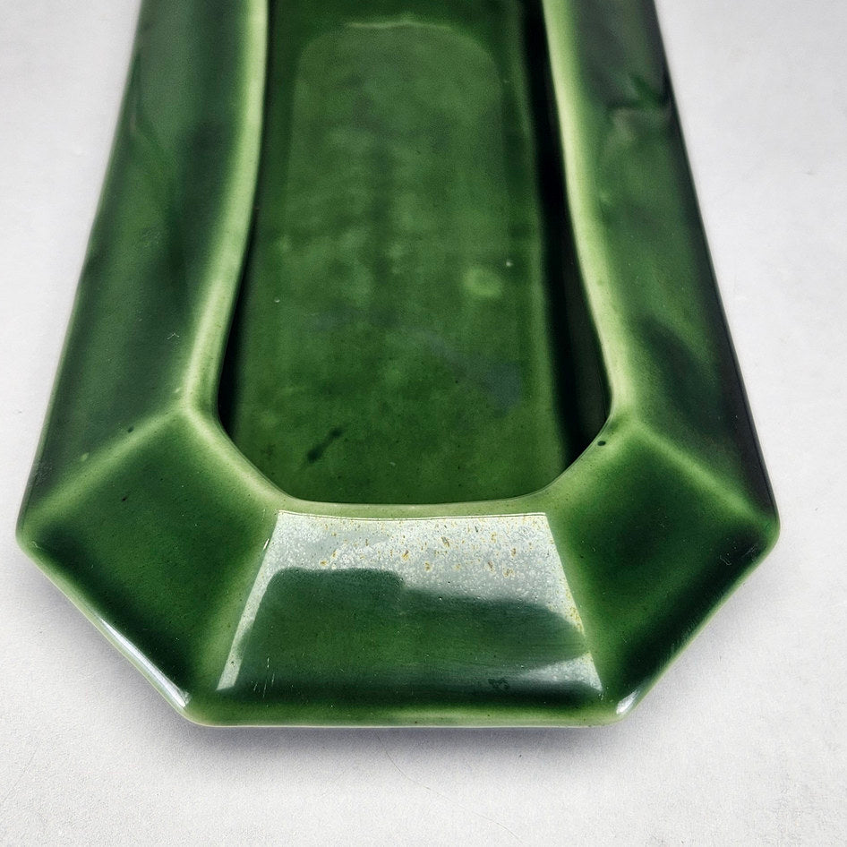 Flora-Ann green rectangular planter showing recessed opening and interior