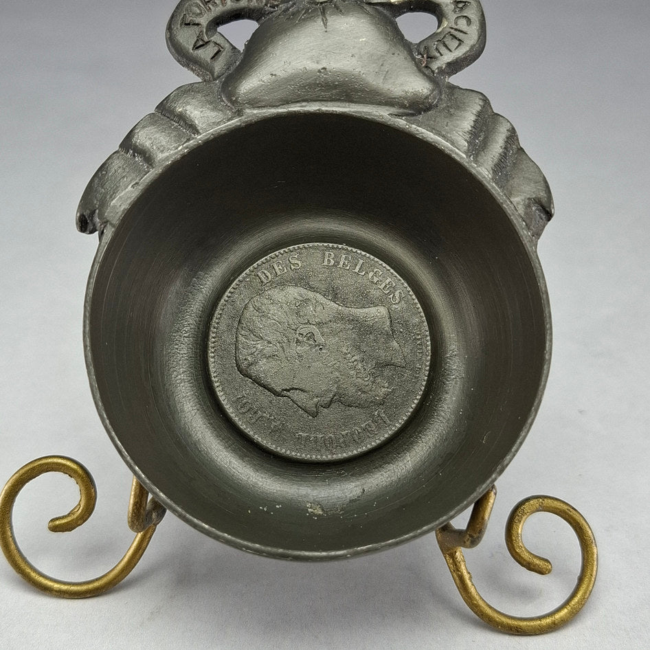 Les Potstainiers Hutois Pewter Sommelier's Wine Tasting Cup with Coin Detail