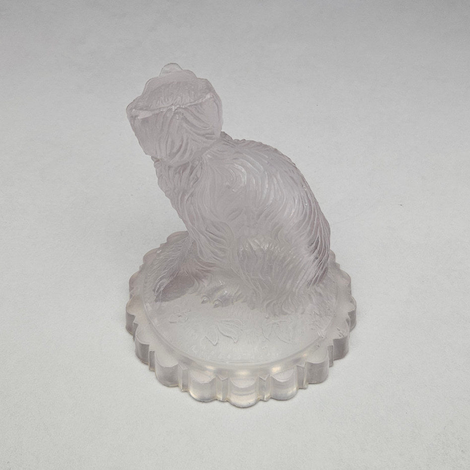 Frosted Pressed Glass Seated Dog Figure Paperweight