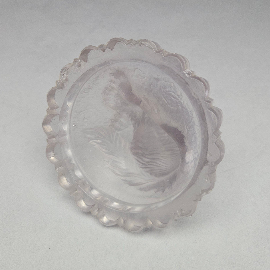 Frosted Pressed Glass Seated Dog Figure Paperweight