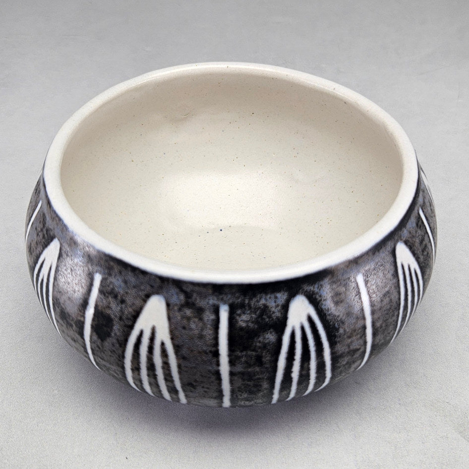 Hamburger Potteries Black and White Leaf-Motif Bowl, view 3