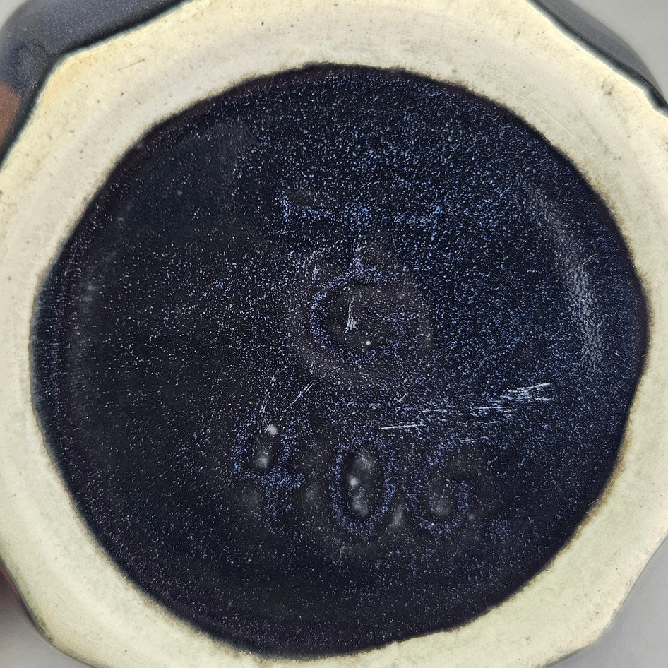 Hamburger's Pottery Blue Faceted Bowl 406