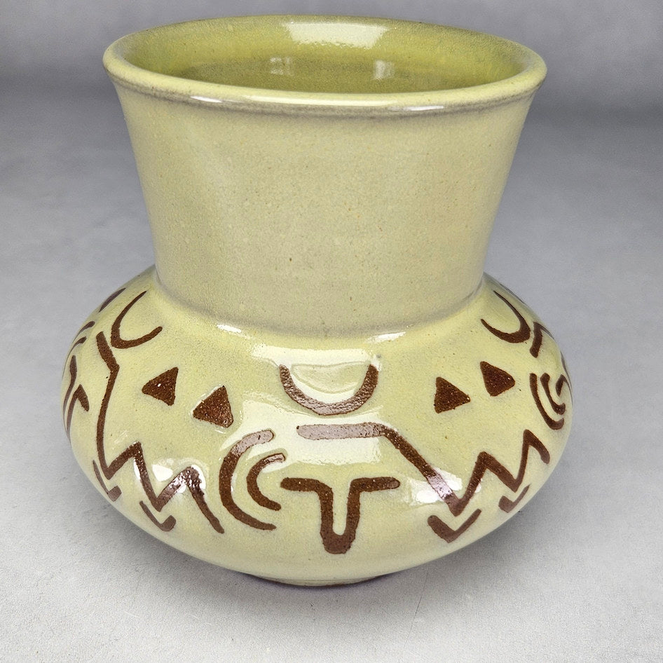 Hamburger's Pottery Yellow Geometric Vase 206