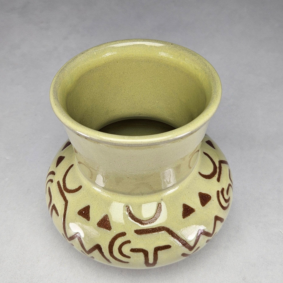 Hamburger's Pottery Yellow Geometric Vase 206