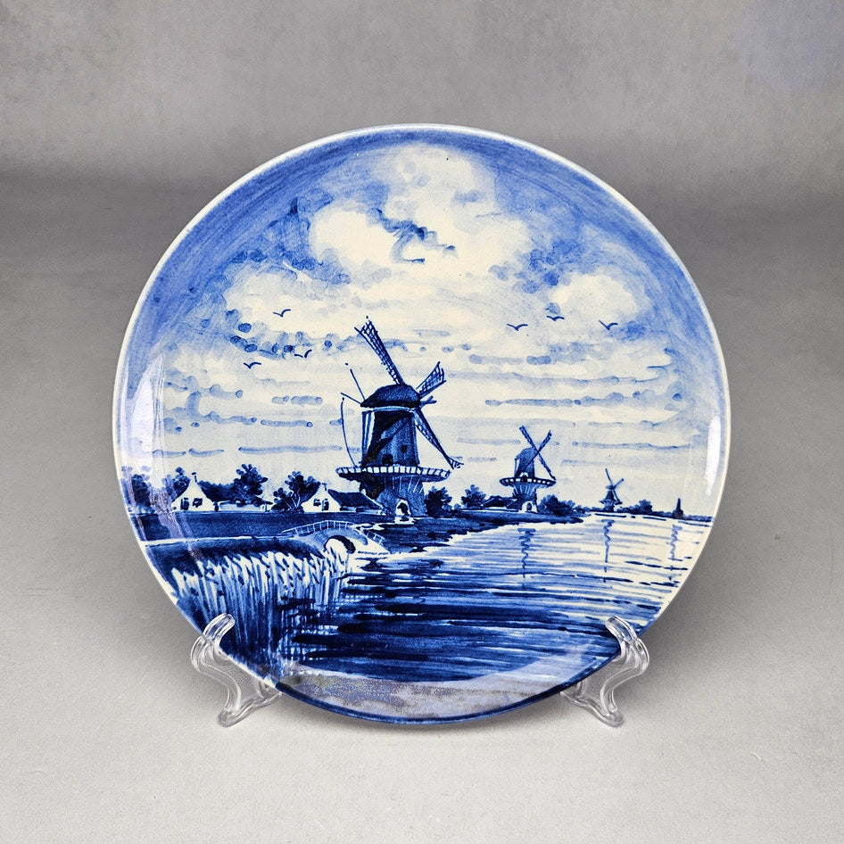 Handpainted Delfts Blue Windmills Wall Plate, product view 1