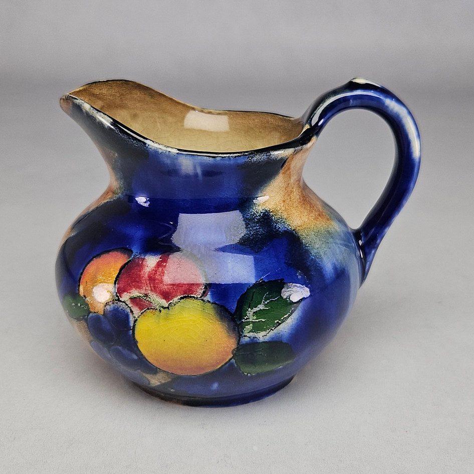 H&K Tunstall Cobalt Blue Fruit Decorated Cream Jug