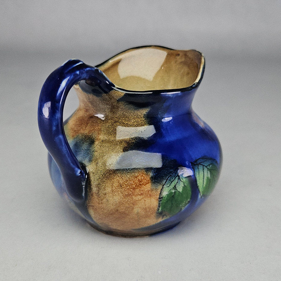 H&K Tunstall Cobalt Blue Fruit Decorated Cream Jug
