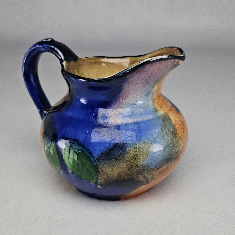 H&K Tunstall Cobalt Blue Fruit Decorated Cream Jug