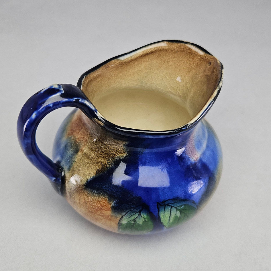 H&K Tunstall Cobalt Blue Fruit Decorated Cream Jug