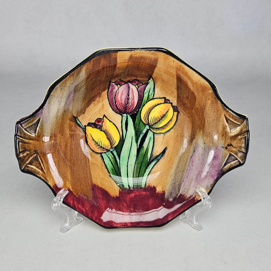 H&K Tunstall Tuliptime Hand-Painted Handled Dish