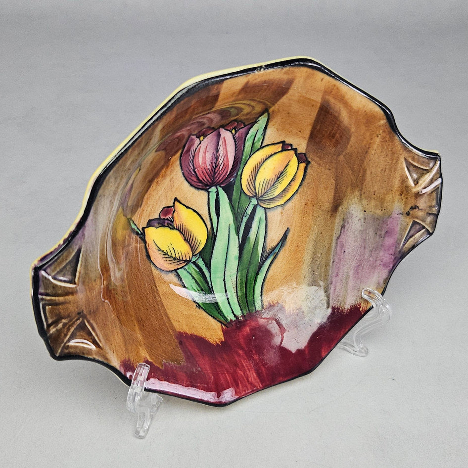H&K Tunstall Tuliptime Hand-Painted Handled Dish