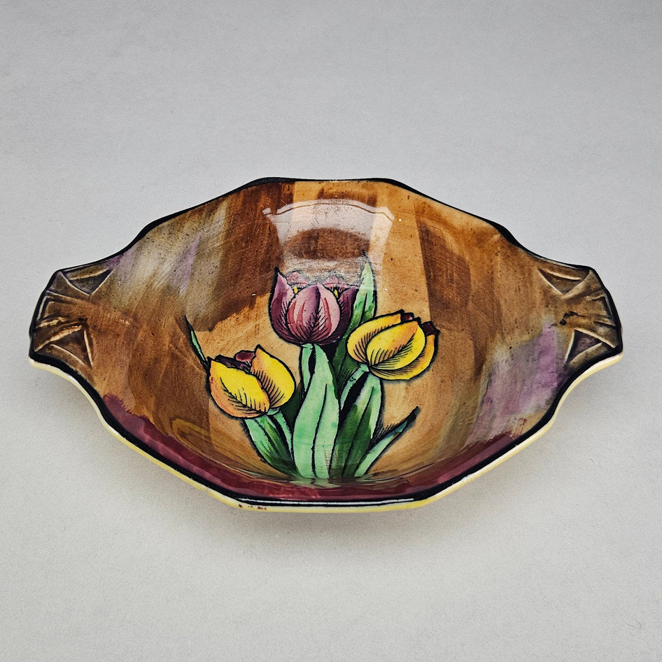 H&K Tunstall Tuliptime Hand-Painted Handled Dish