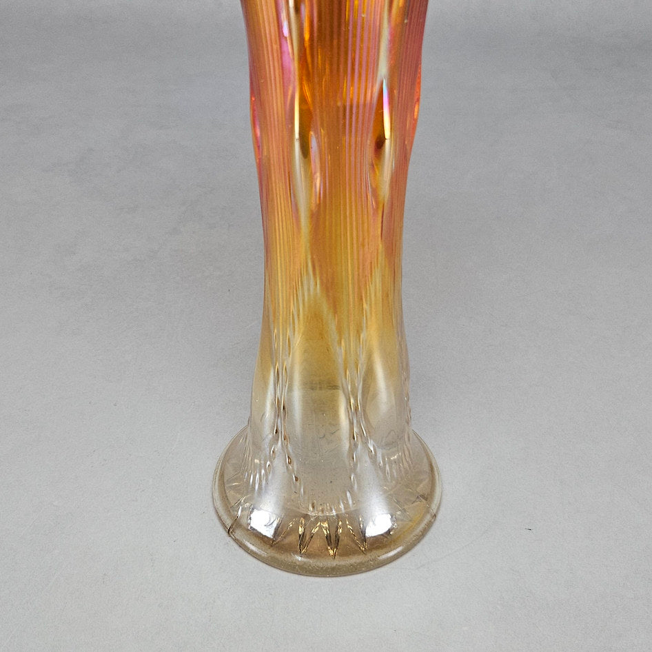 Imperial Beaded Bullseye Marigold Carnival Glass Swung Vase