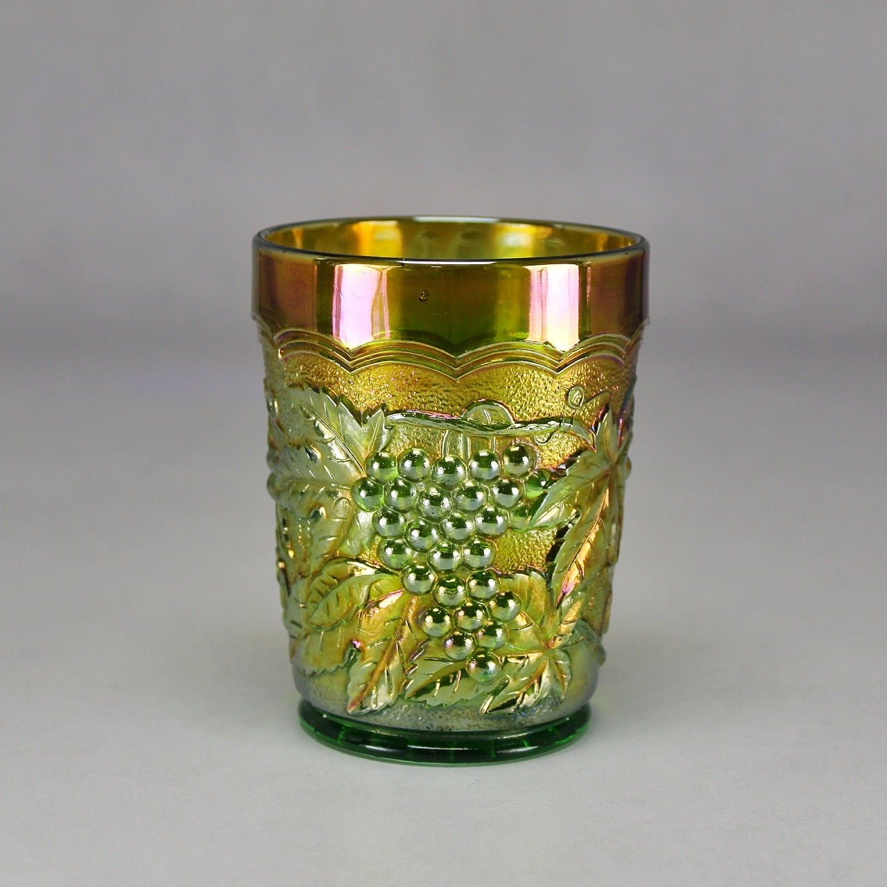 Imperial Glass Green Grape Carnival Glass Tumbler