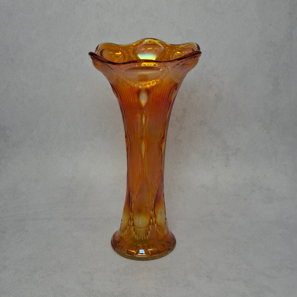 Imperial Glass Marigold Carnival Glass Bullseye and Rib Pattern Vase