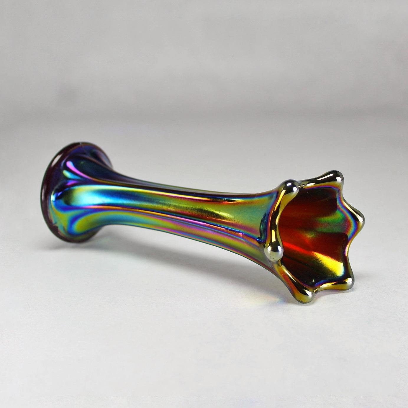 Imperial Glass Smoke Morning Glory Carnival Glass Vase