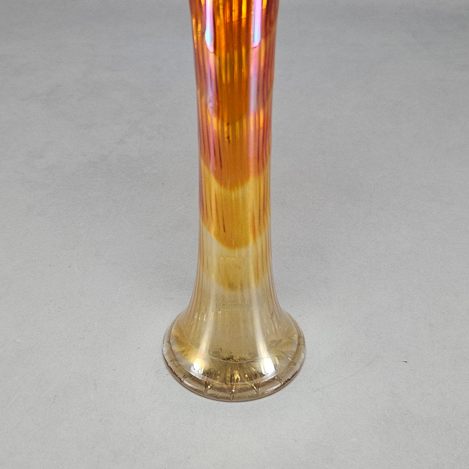Imperial Ripple Marigold Carnival Glass Swung Vase