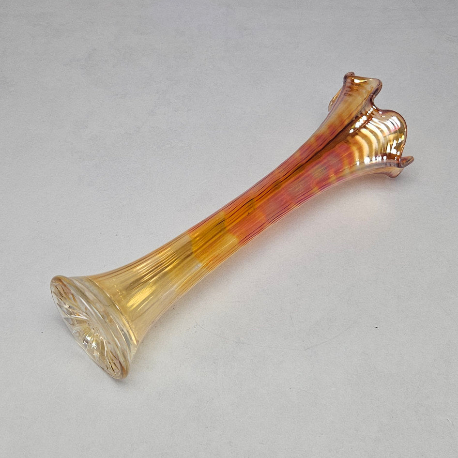 Imperial Ripple Marigold Carnival Glass Swung Vase