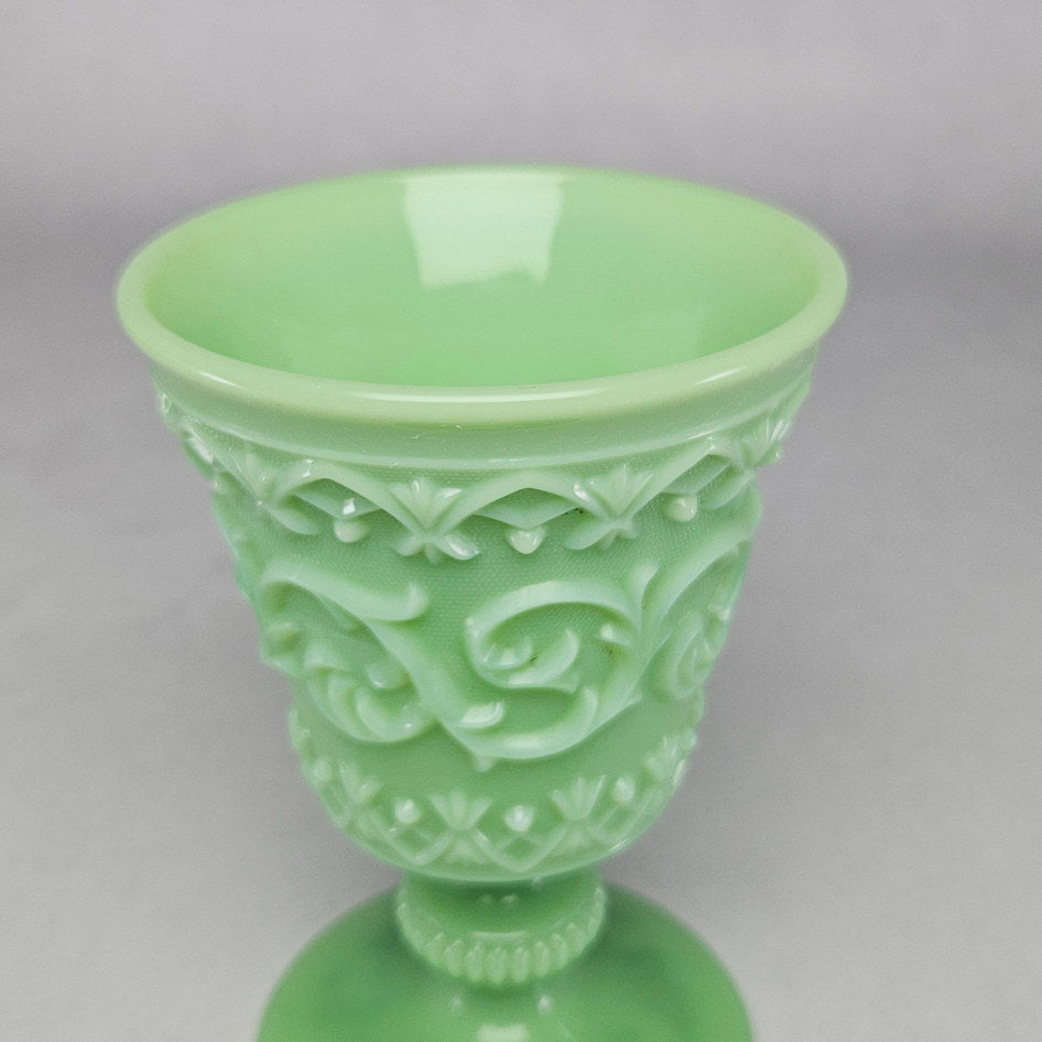 Ivima Scroll Green Jadeite Glass Goblet