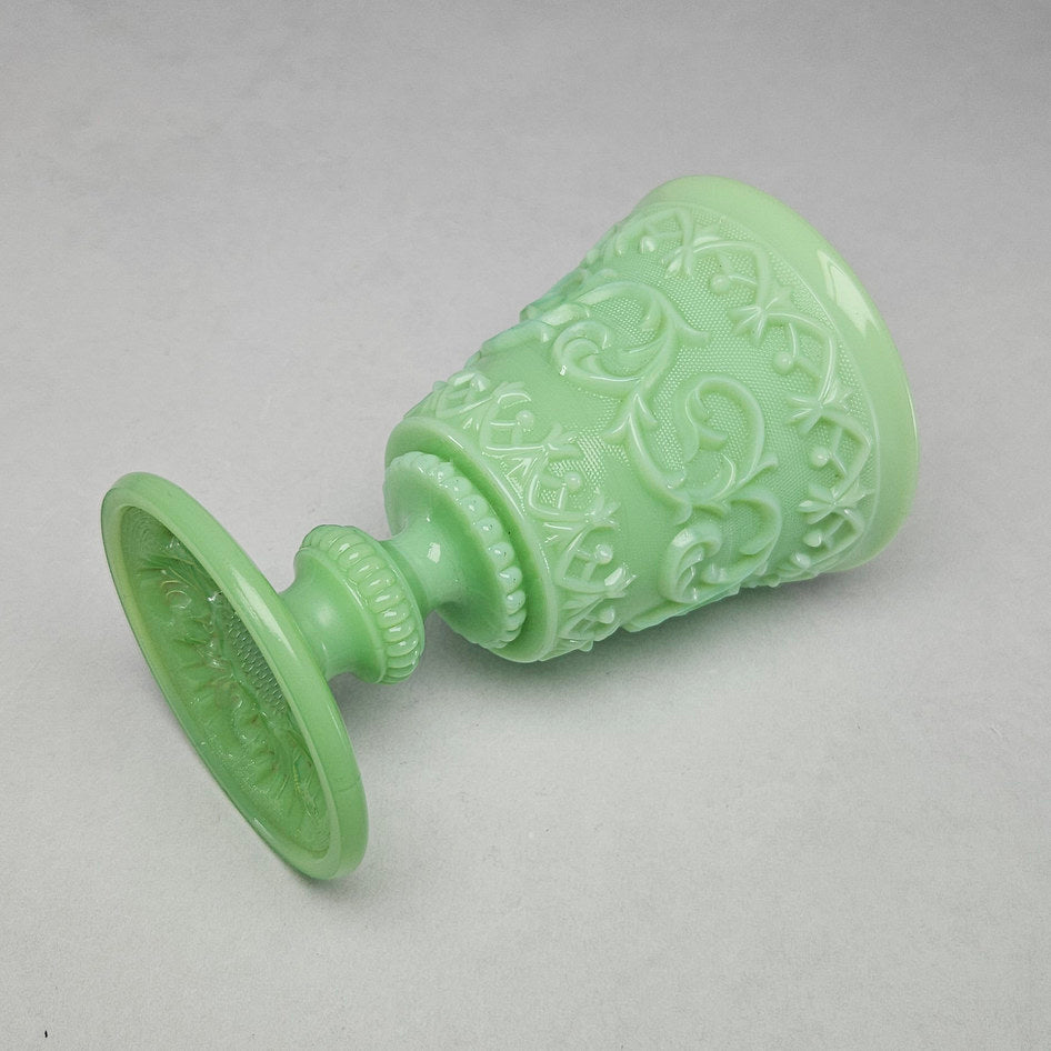 Ivima Scroll Green Jadeite Glass Goblet