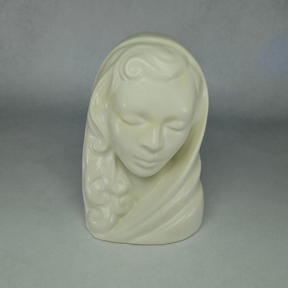Ivory Glazed Ceramic Lady Head Wall Pocket Vase