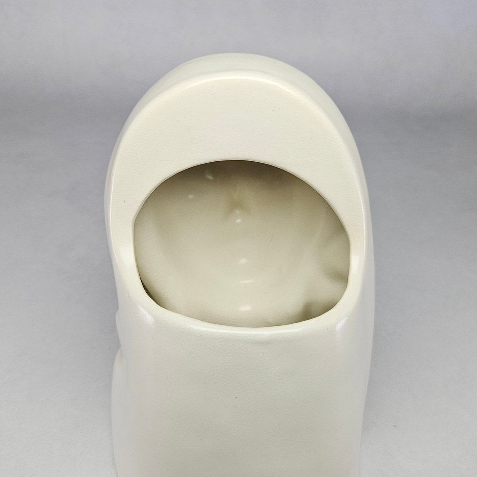 Ivory Glazed Ceramic Lady Head Wall Pocket Vase