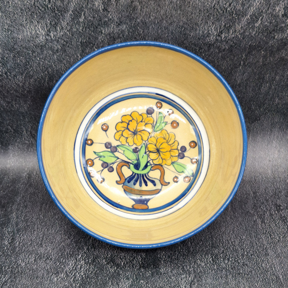 Jan Du Toit South African Pottery Deep Bowl with Floral Motif