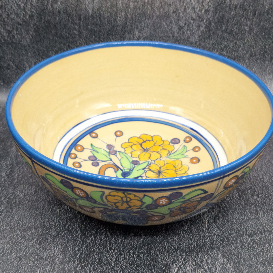 Jan Du Toit South African Pottery Deep Bowl with Floral Motif