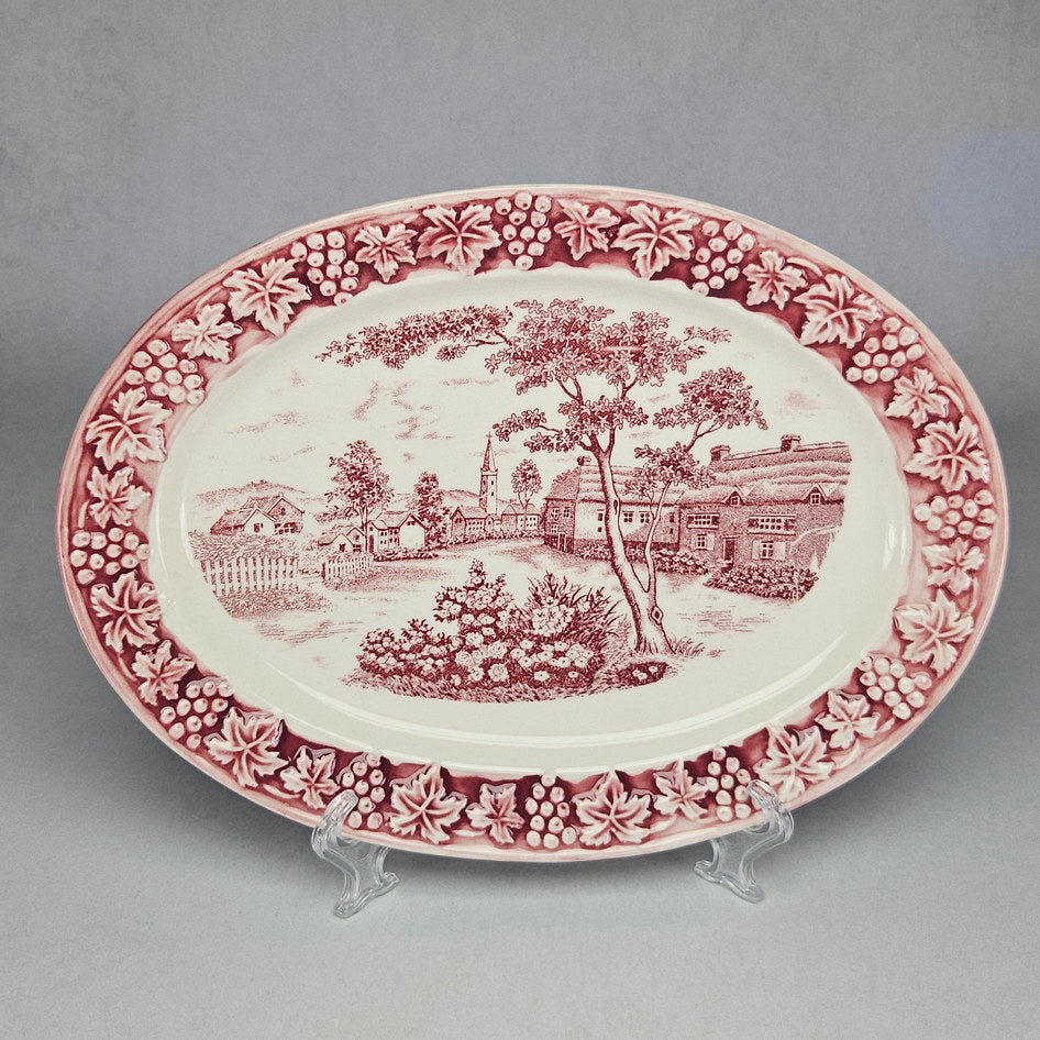 Jones & Middleton The Original Staffordshire Red Transferware Oval Platter
