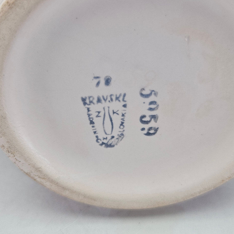 Kravsko Czechoslovak Floral Butterfly Ceramic Vase