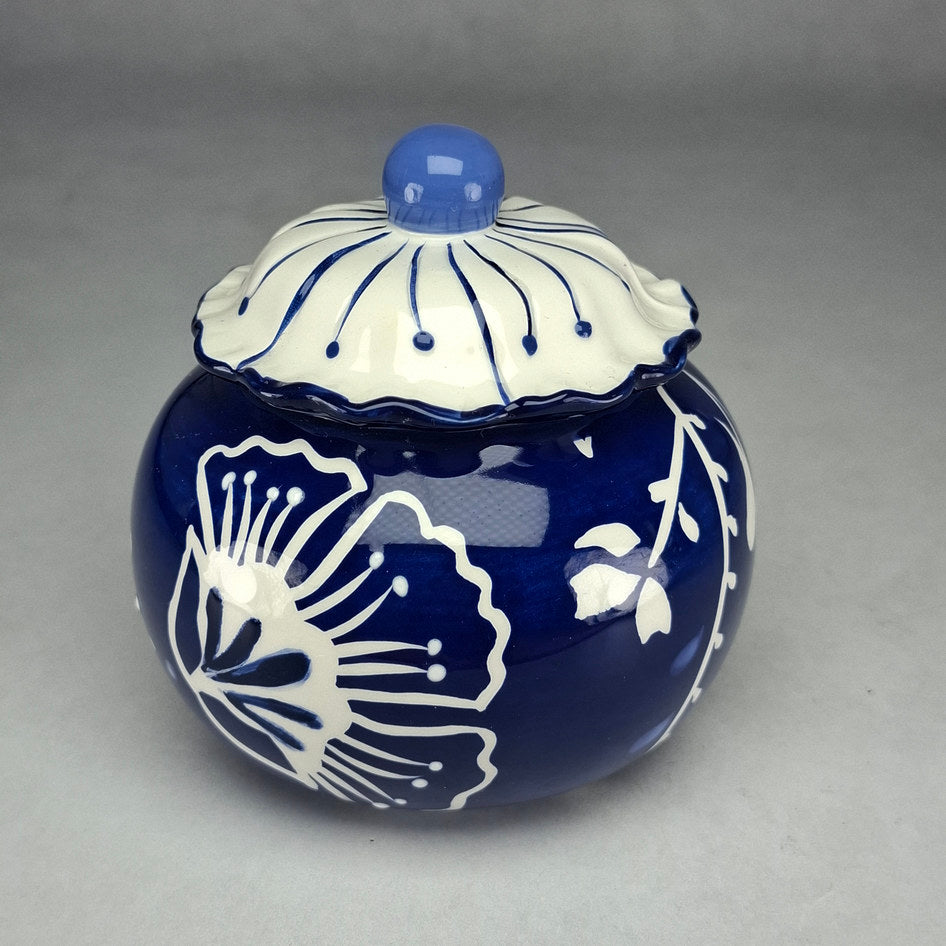 Living Art Azure Blue and White Lidded Bowl
