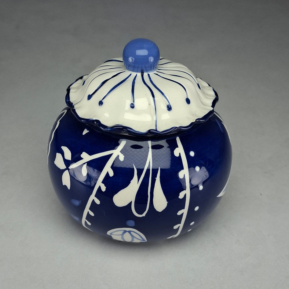 Living Art Azure Blue and White Lidded Bowl