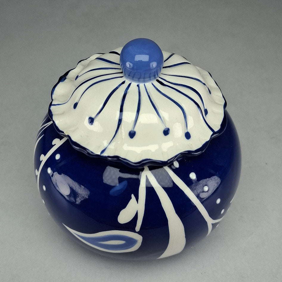 Living Art Azure Blue and White Lidded Bowl