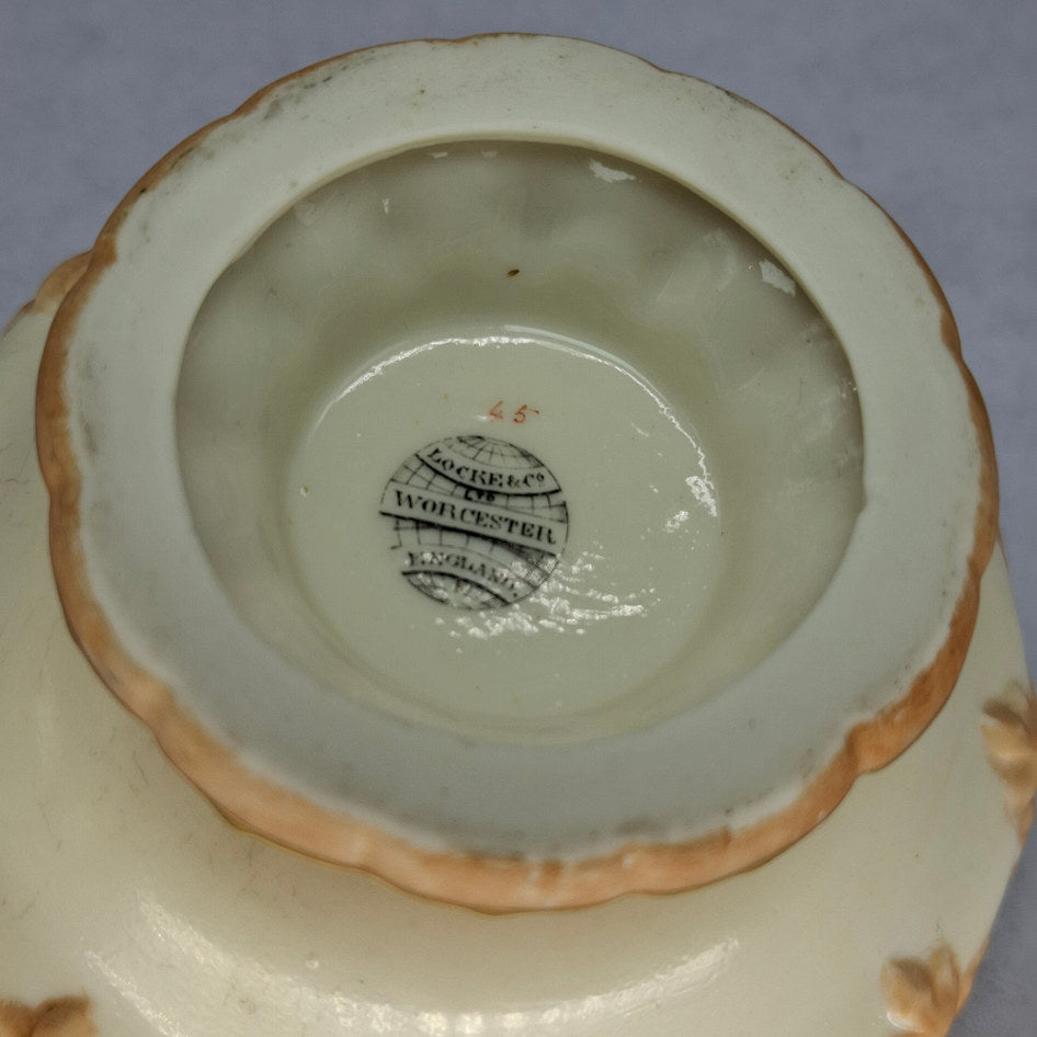 Locke & Co Worcester Blush Ivory and Gilt Reticulated Pot-Pourri Pedestal Bowl