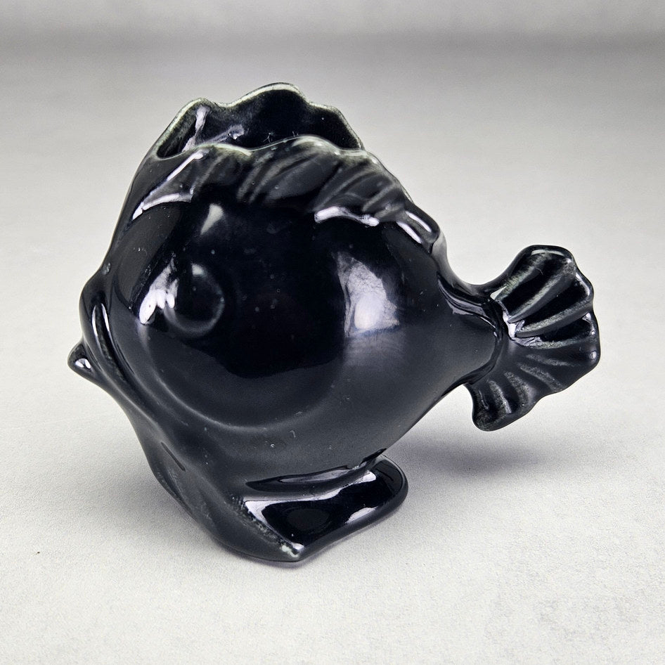 Lucia Ware 1408 Black Ceramic Fish Vase, view 1