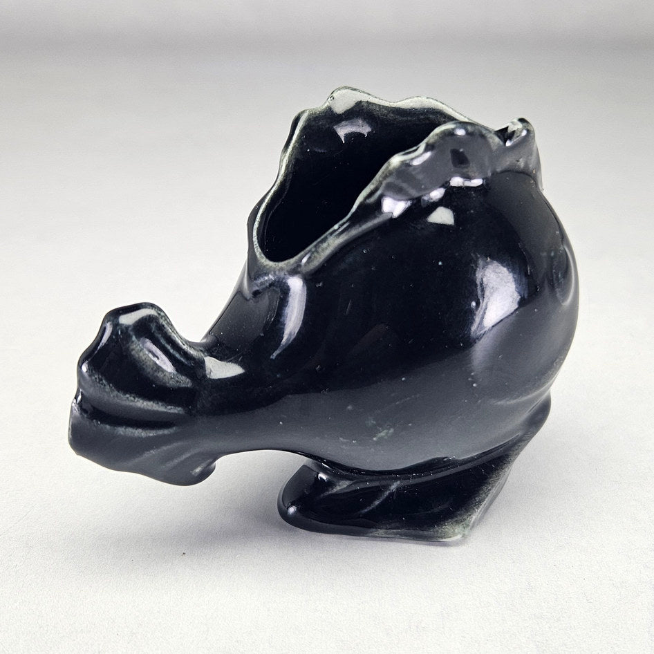 Lucia Ware 1408 Black Ceramic Fish Vase, view 3
