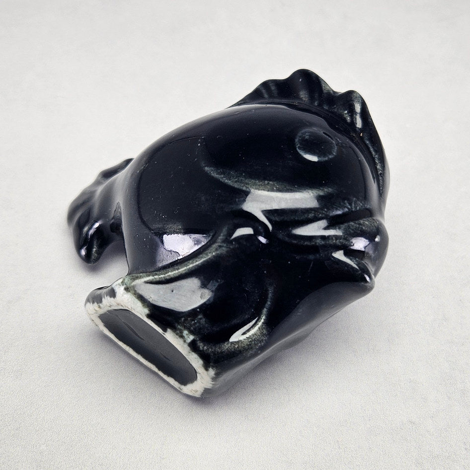 Lucia Ware 1408 Black Ceramic Fish Vase, view 4